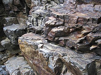 The rocky side of a mountain creek near Orosí, Costa Rica