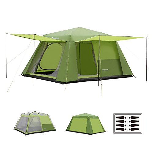 KingCamp 8-Person 2-Room Instant Camp Cabin Tent, 13' × 9', with Full Cover Rain Fly