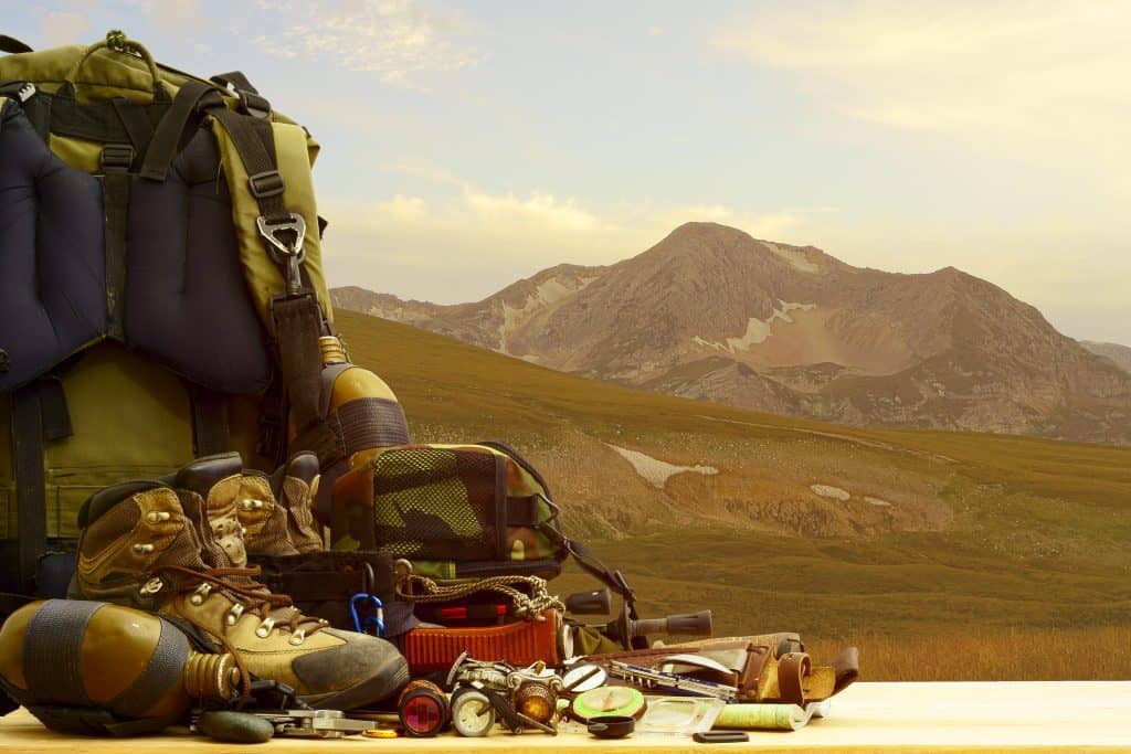 Photo of Camping equipment before a mountain