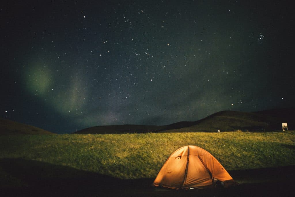 stargazing tent with a good view of the stars and aurora